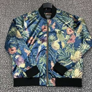 Greg Lutzka Bomber Jacket Men Extra Large Floral Grassroots Full Zip Long Sleeve